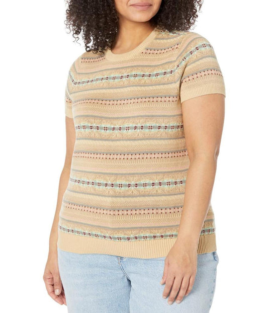 Plus Size Fair Isle Short Sleeve Sweater