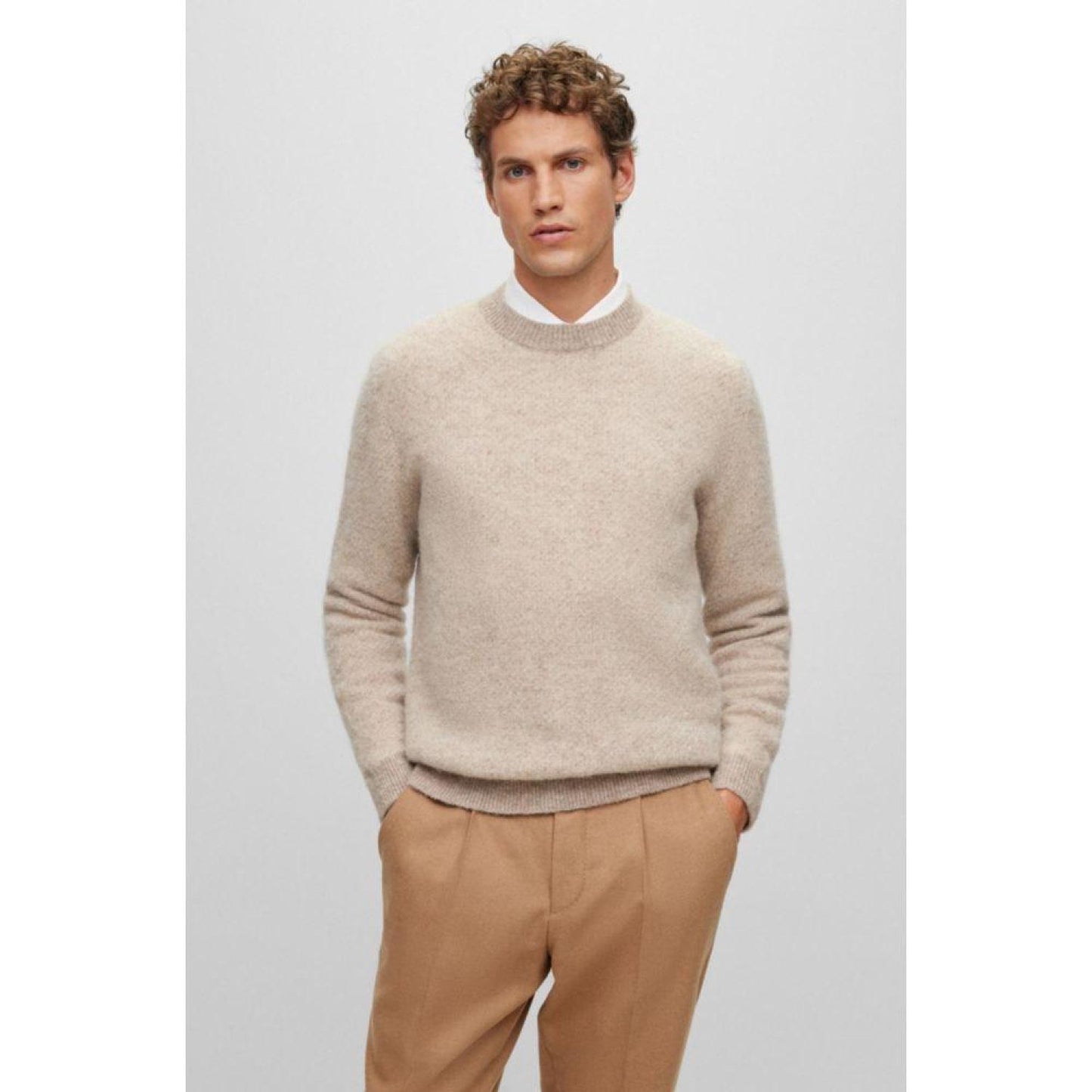 Two-tone sweater in alpaca-blend jacquard