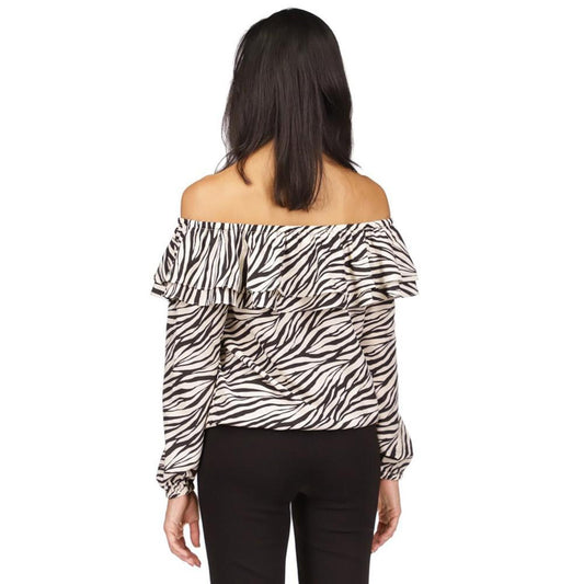 Women's Printed Stadium Ruffled-Overlay Off-The-Shoulder Top, Regular & Petite