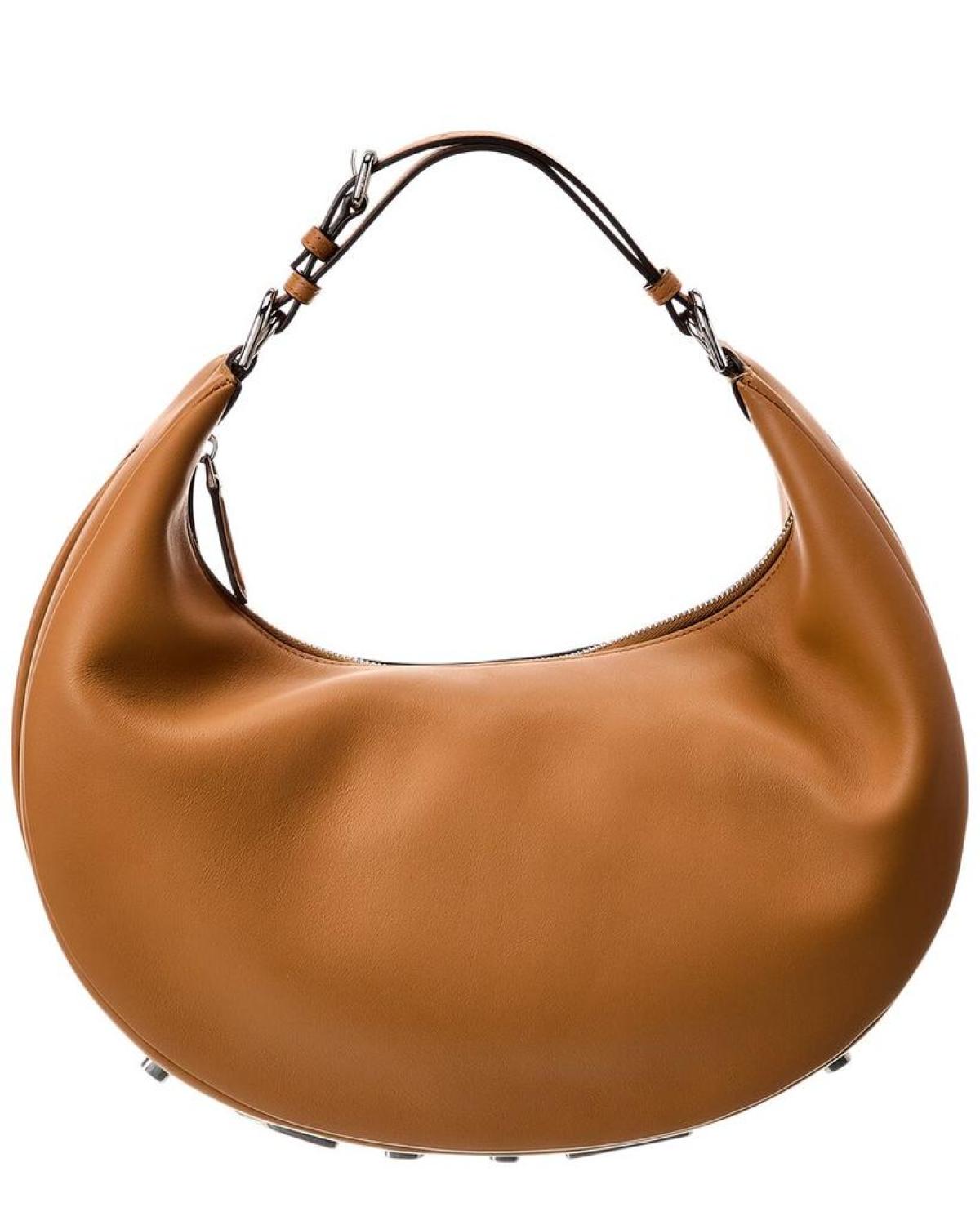 FENDI Fendigraphy Medium Leather Hobo Bag