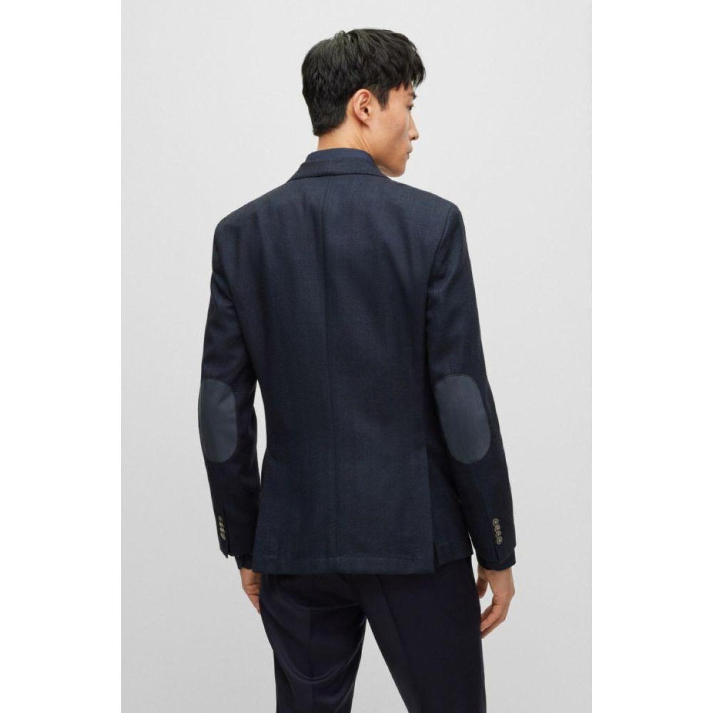 Slim-fit jacket in herringbone cotton and virgin wool