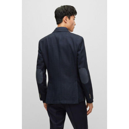 Slim-fit jacket in herringbone cotton and virgin wool