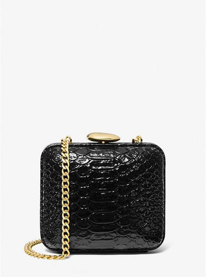 Tina Mini Python Embossed Leather Minaudière