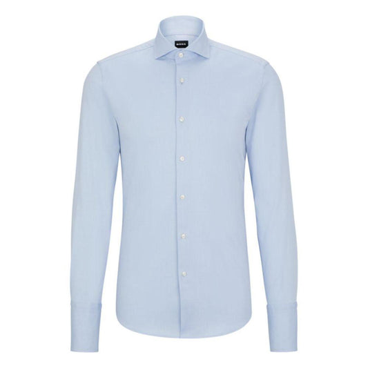 Slim-fit shirt in structured stretch cotton