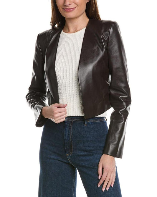 Michael Kors Collection Cropped Leather Jacket