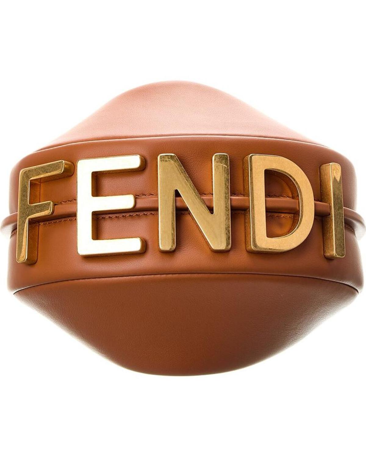 FENDI Fendigraphy Mini Leather Hobo Bag