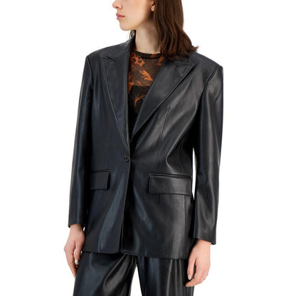 Women's Faux-Leather Logo-Embossed Blazer