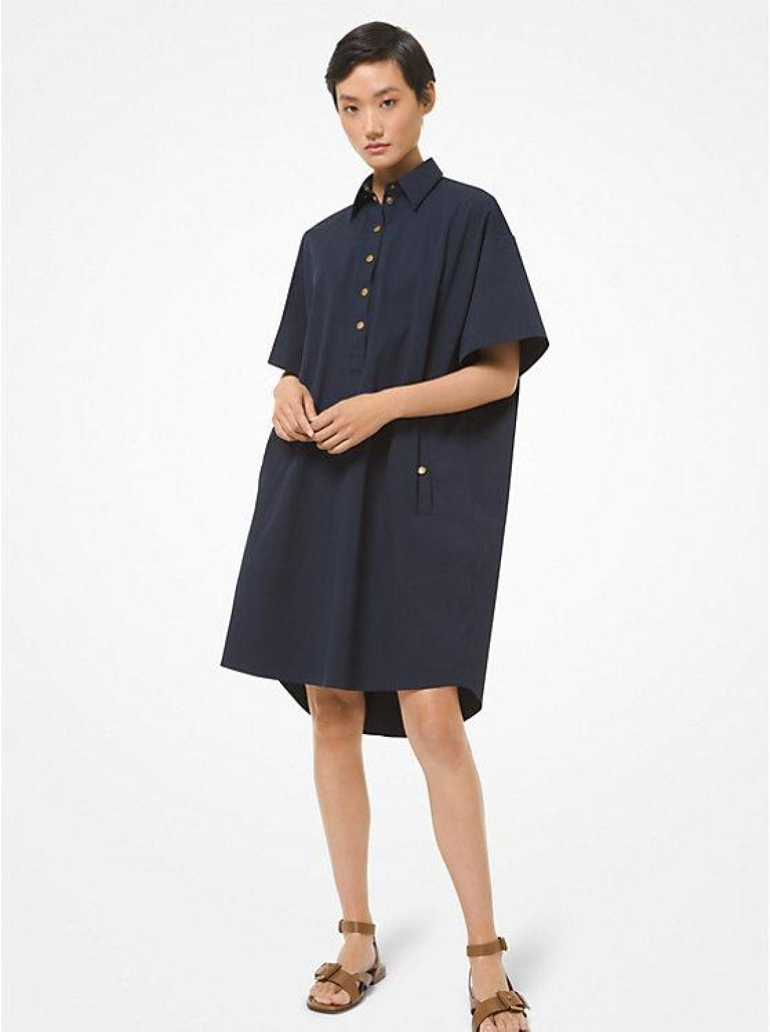 Organic Stretch Cotton Poplin Shirtdress