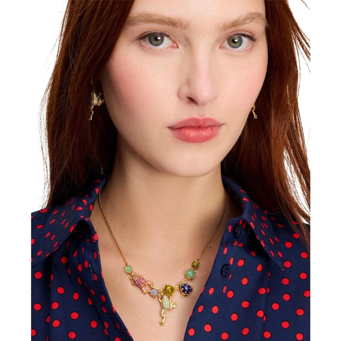 Gold-Tone Take The Leap Frontal Necklace, 16" + 3" extender