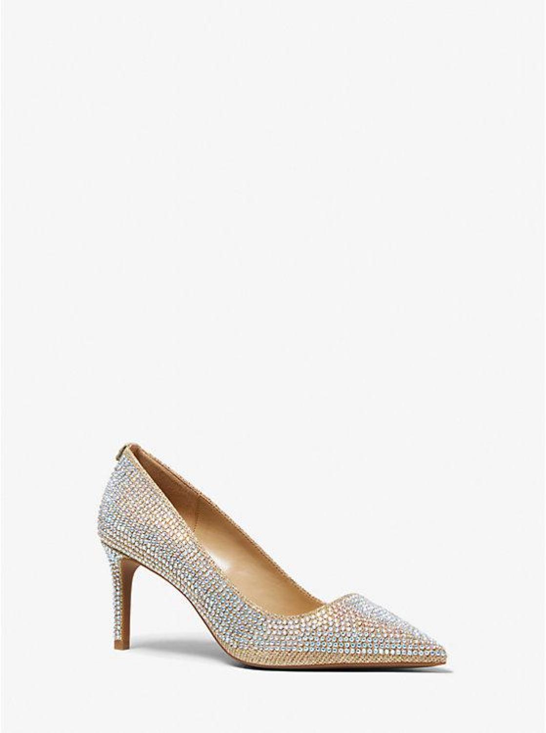 Alina Flex Crystal Embellished Glitter Chain-Mesh Pump