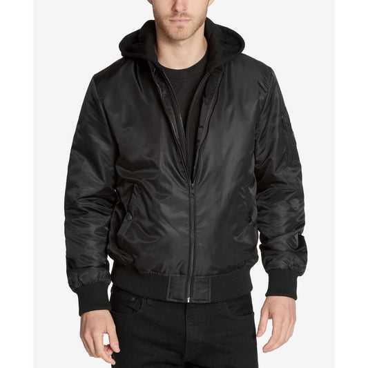 Men's Bomber Jacket with Removable Hooded Inset