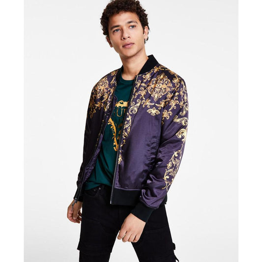 Men's Royal Full-Zip Satin Bomber Jacket