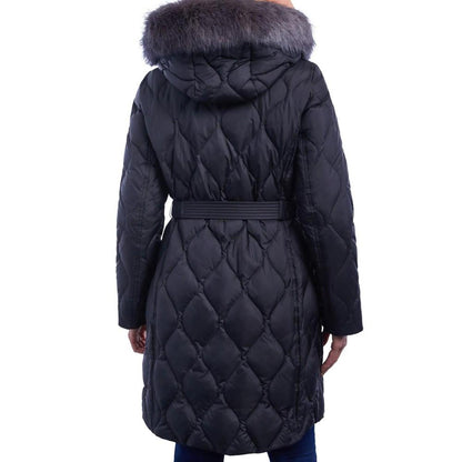 Women's Belted Faux-Fur-Trimmed Hooded Puffer Coat