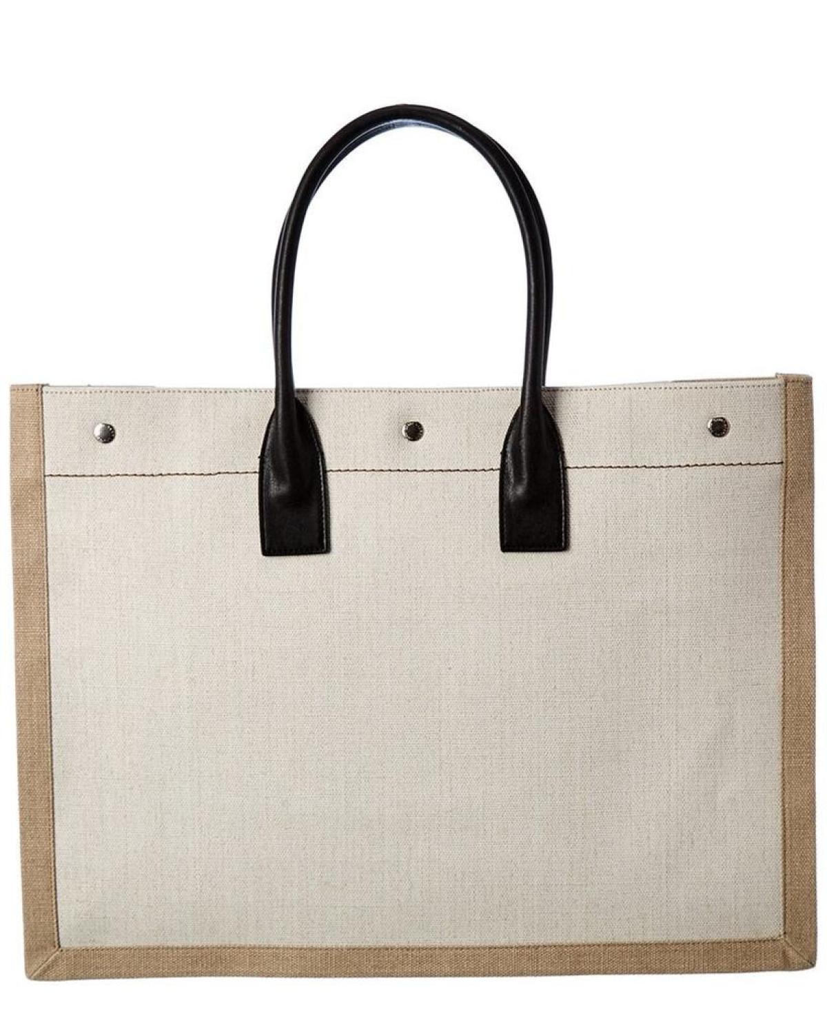 Saint Laurent Noe Rive Gauche Canvas & Leather Tote