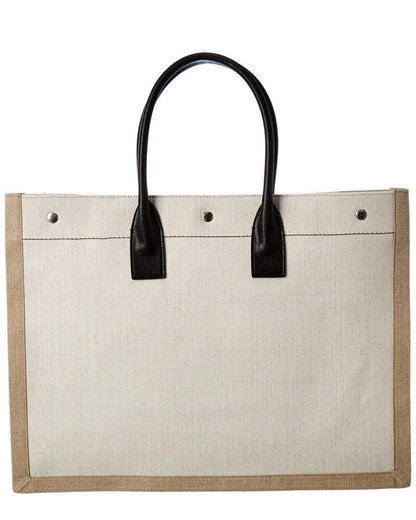 Saint Laurent Noe Rive Gauche Canvas & Leather Tote