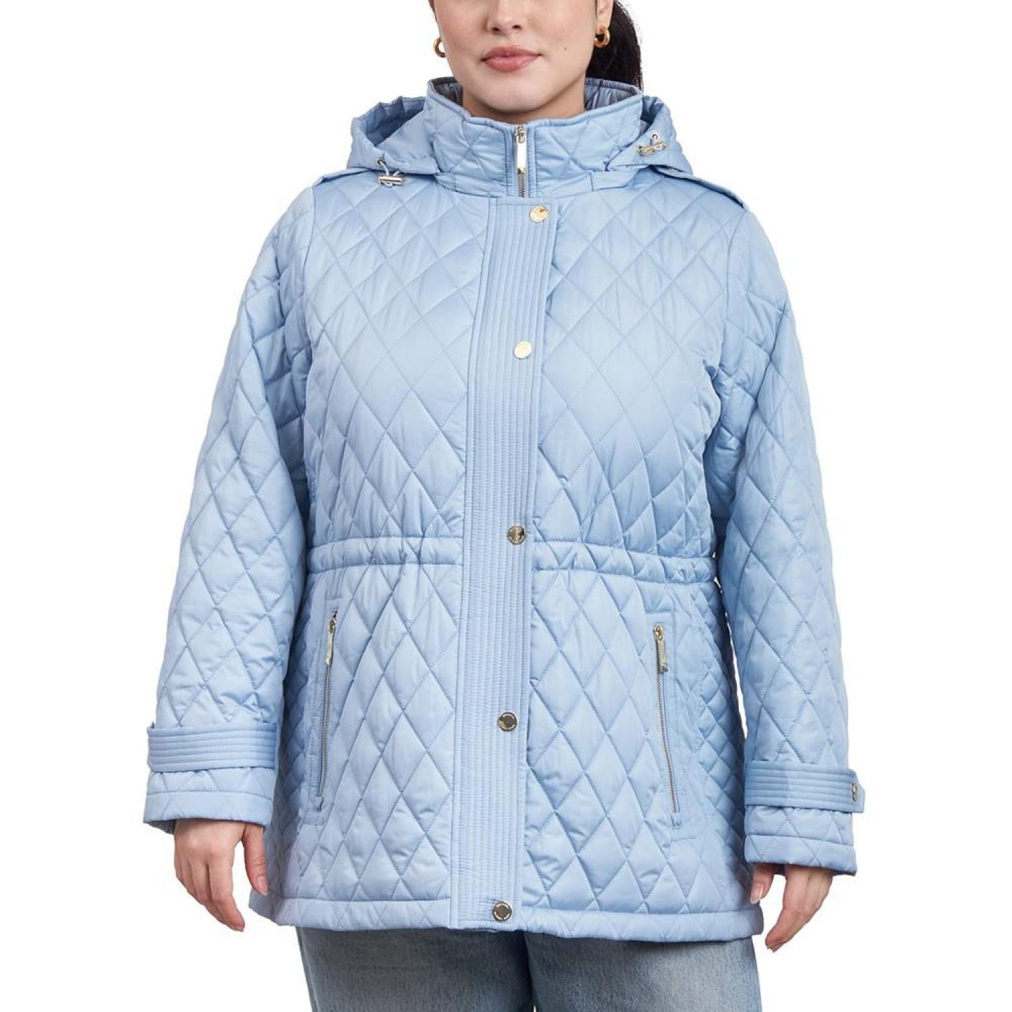 Women's Plus Size Quilted Hooded Anorak Coat