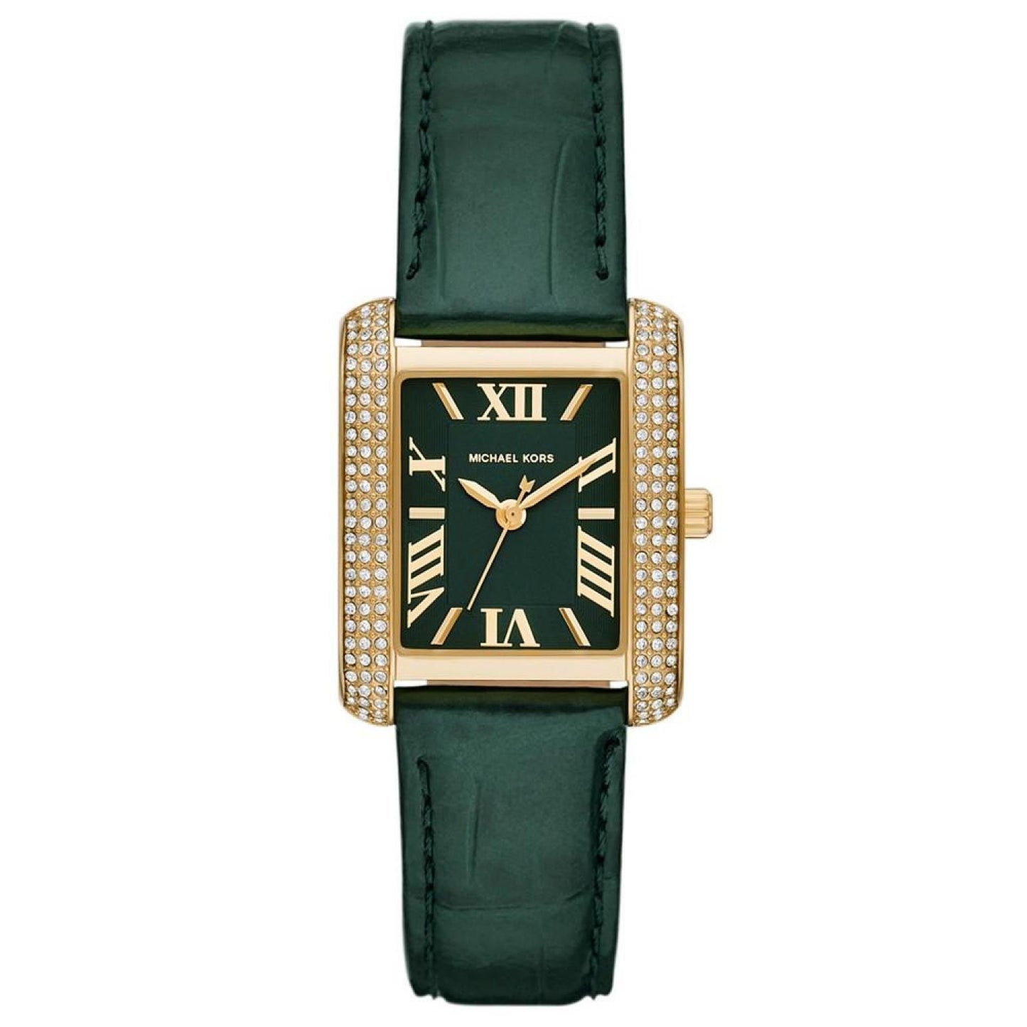 Women's Emery Three-Hand Green Genuine Leather Strap Watch 33mm