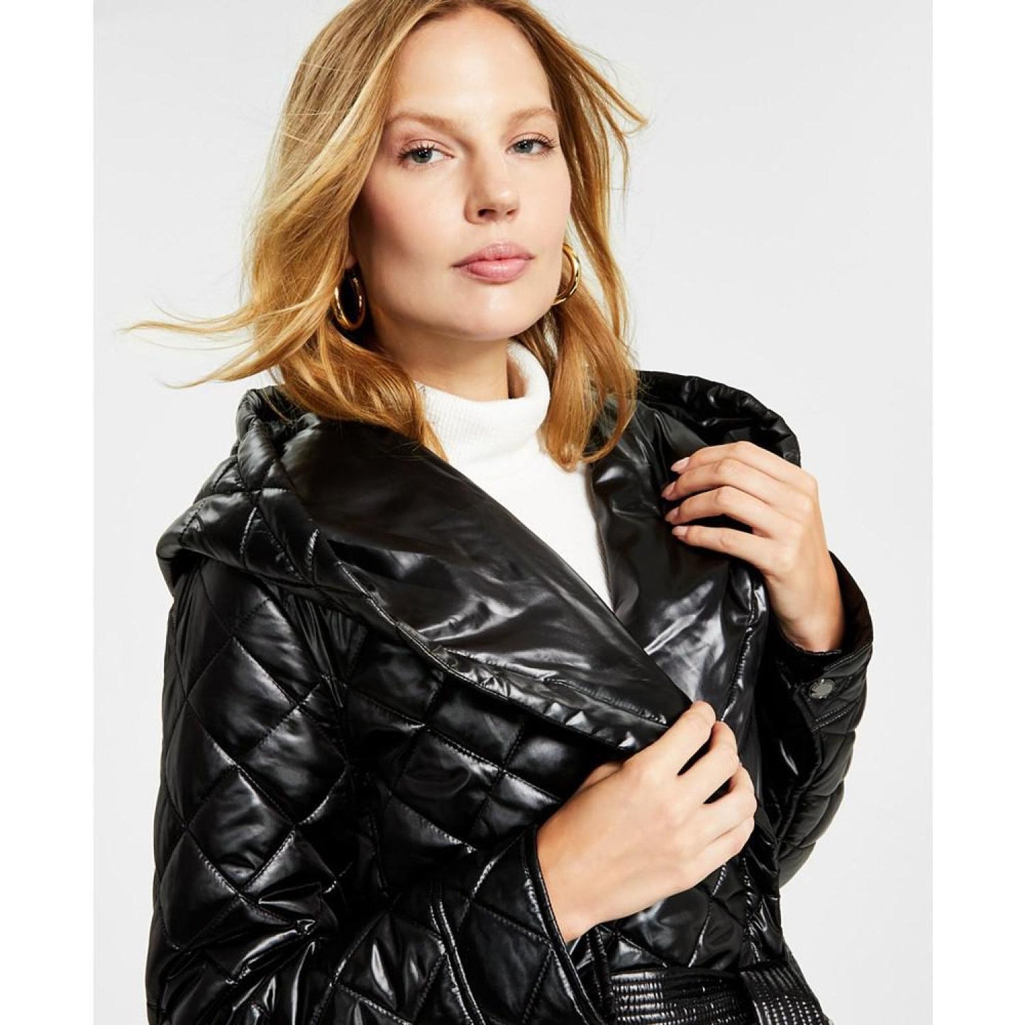 Women's Hooded Belted Quilted Coat