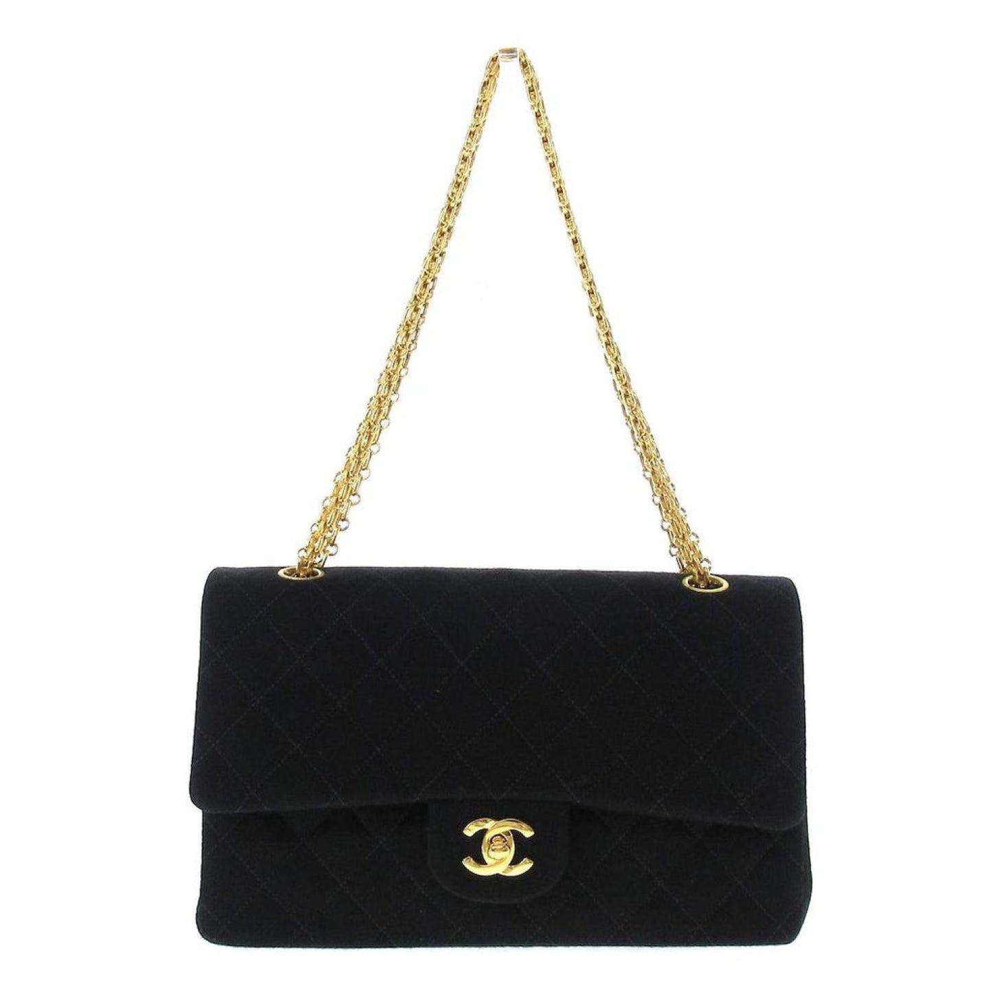 Chanel Double Flap  Cotton Shoulder Bag (Pre-Owned)