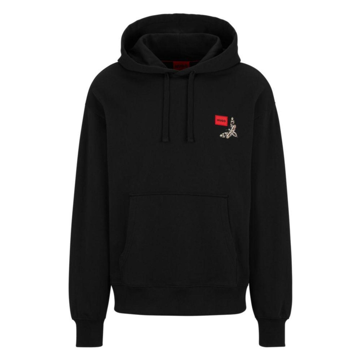 Cotton-terry hoodie with logo label and seasonal artwork