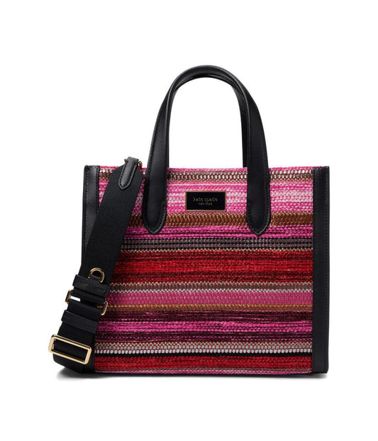 Manhattan Striped Metallic Fabric Small Tote