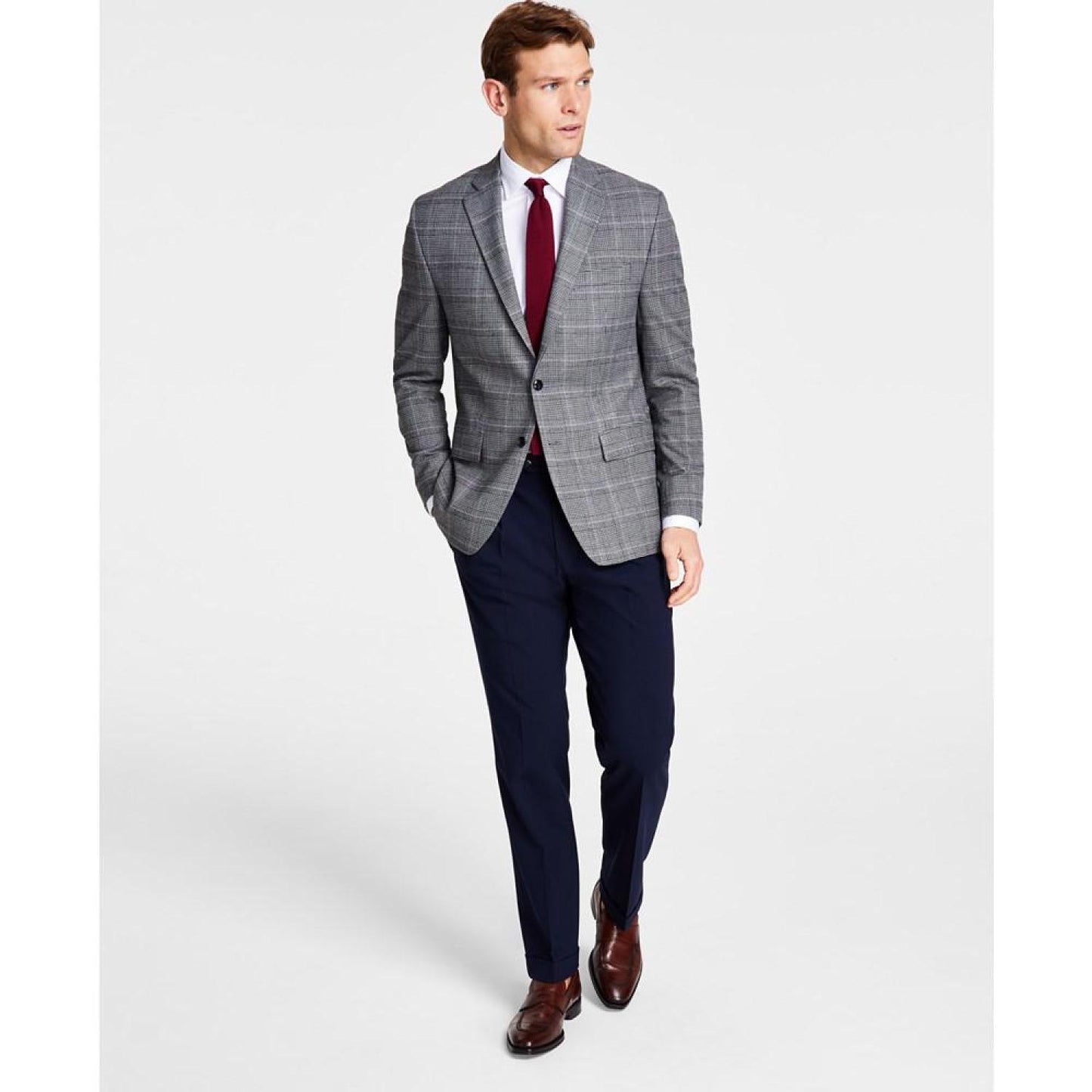 Men's Classic-Fit Stretch Plaid Sport Coat