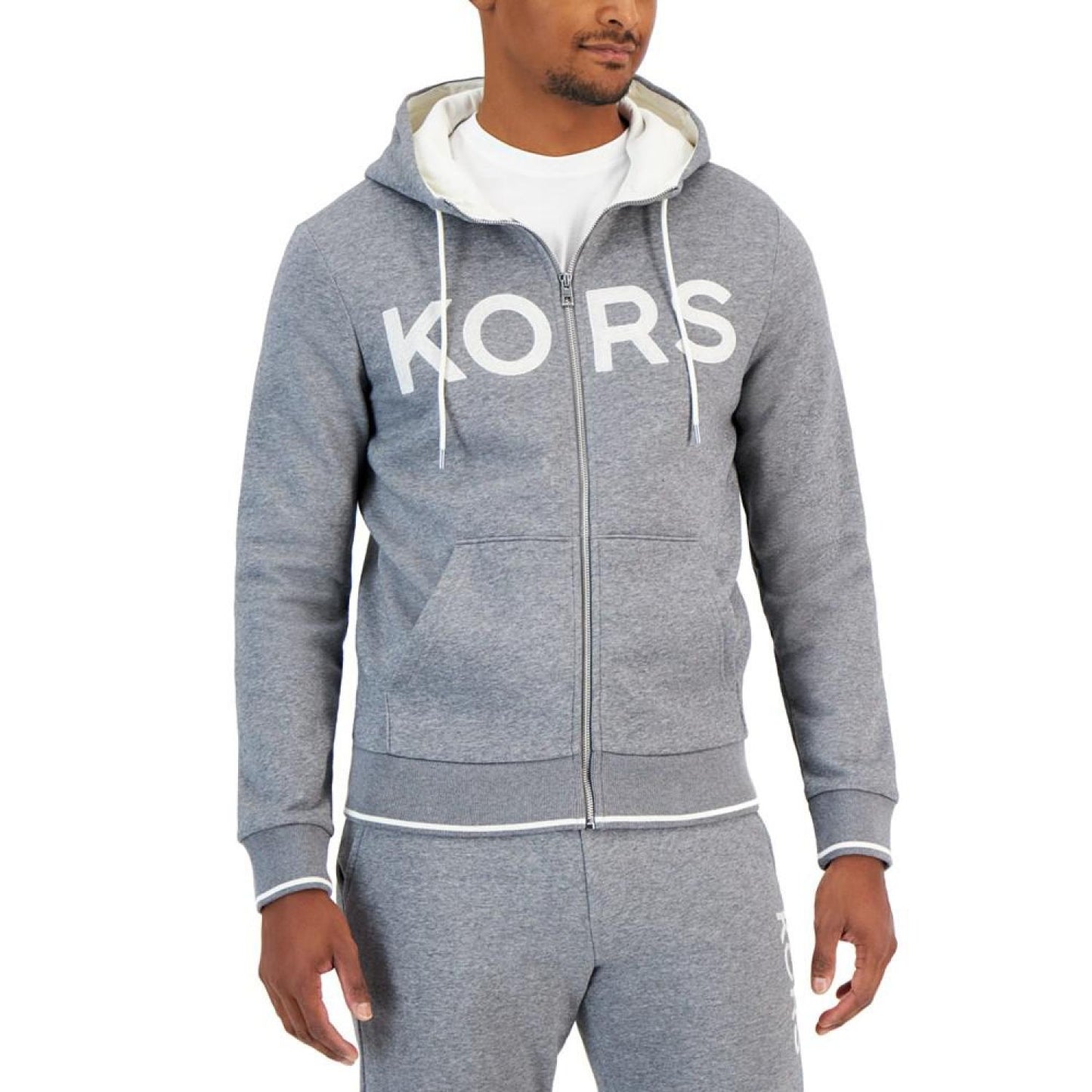 Men's Zip-Front Fleece Logo Hoodie