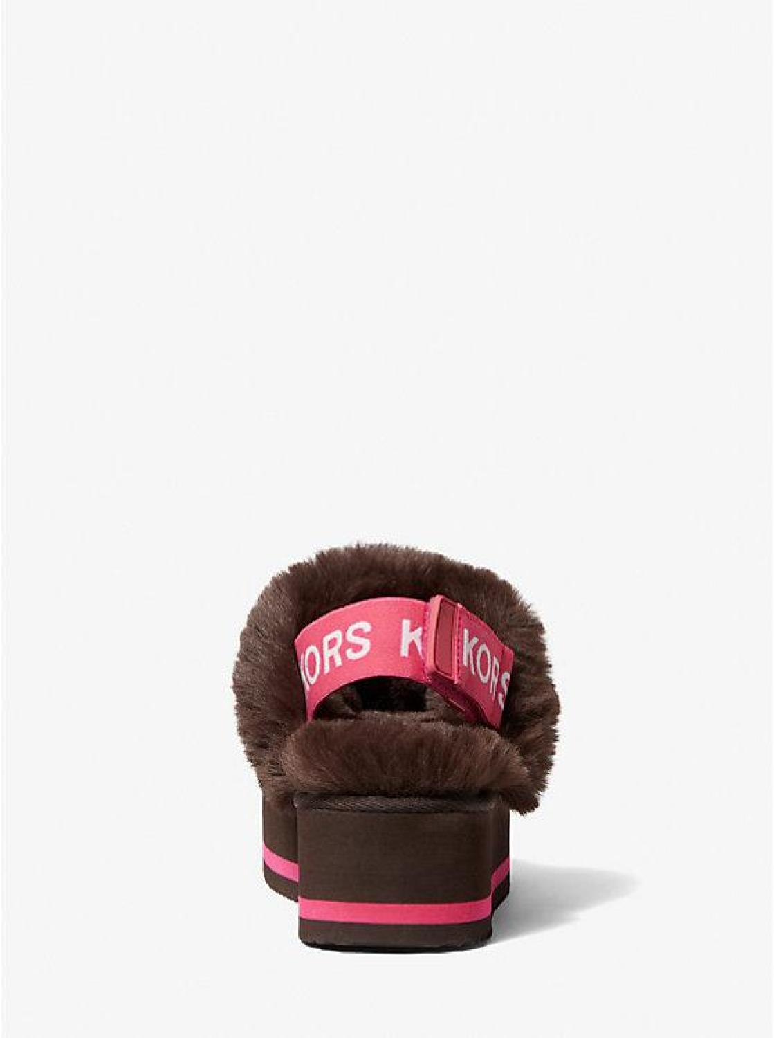 Fifi Signature Logo Nylon and Faux Fur Platform Slipper