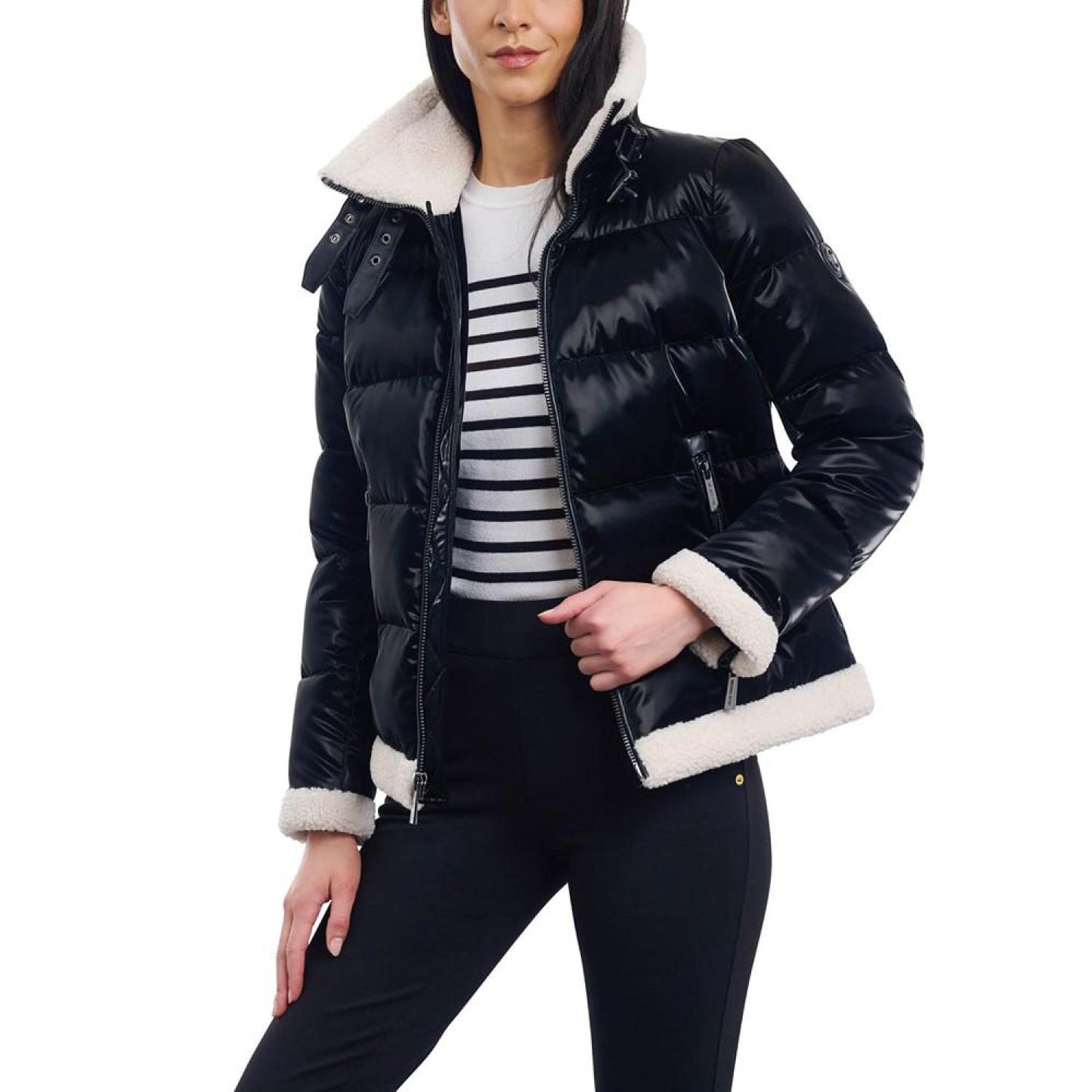 Women's Faux-Shearling Shine Puffer Coat, Created for Macy's