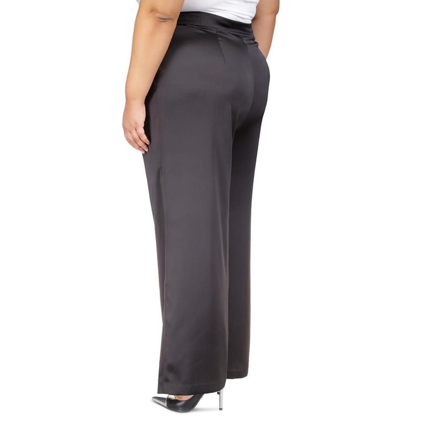 Plus Size Satin Wide-Leg Pants