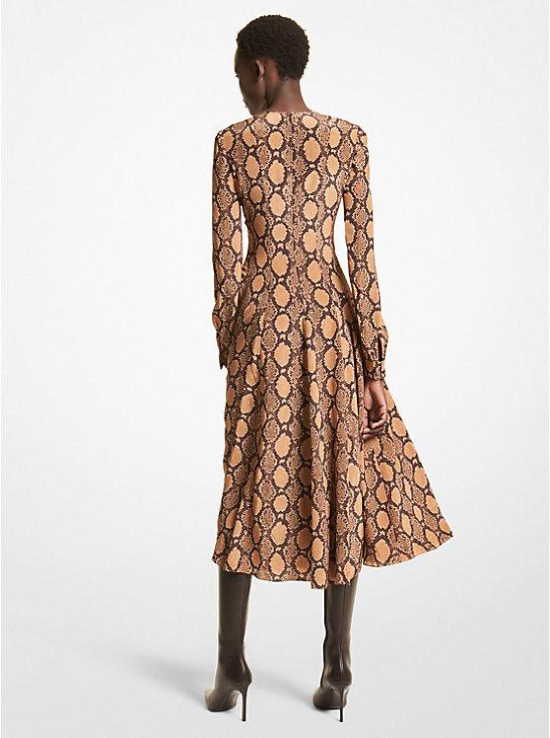 Python Print Silk Crepe De Chine Dress