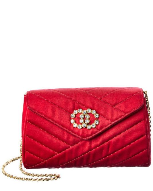 Chanel Red Satin CC Single Flap Shoulder Bag (Authentic Pre-Owned)