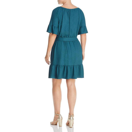 Plus Womens Ruffle Cut-Out Shift Dress