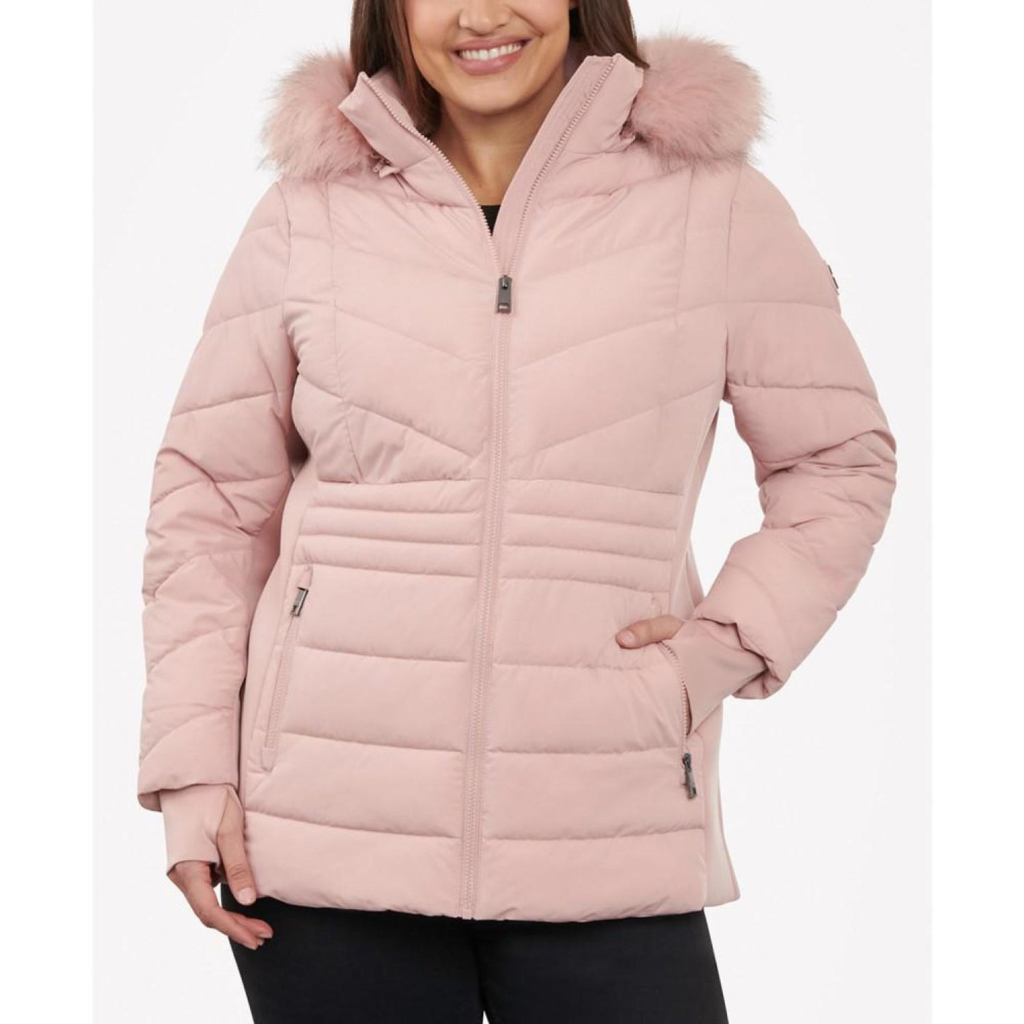 Women's Plus Size Faux-Fur-Trim Hooded Puffer Coat