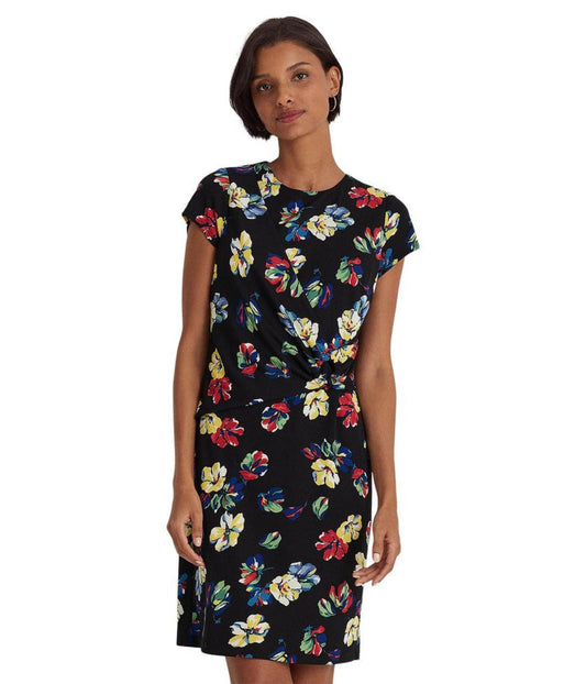 Petite Floral Stretch Jersey Short Sleeve Dress