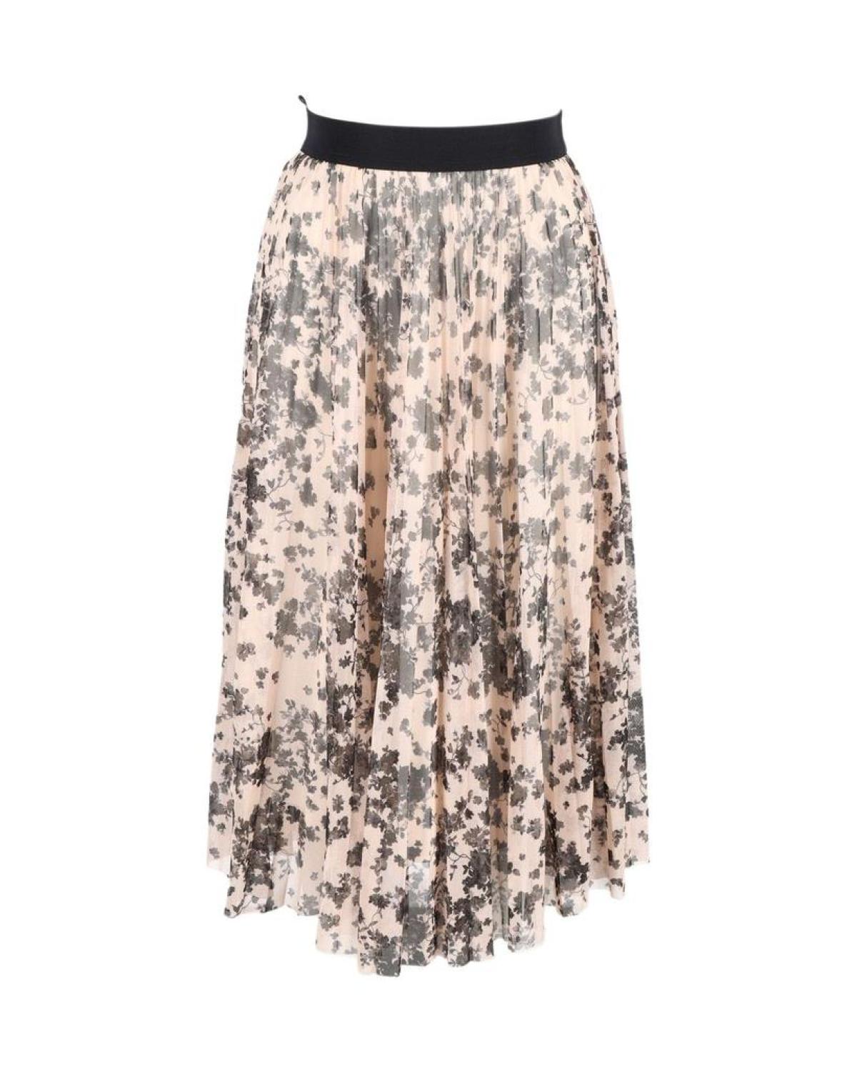 Max Mara Pleated Tulle Midi Skirt in Peach Polyester