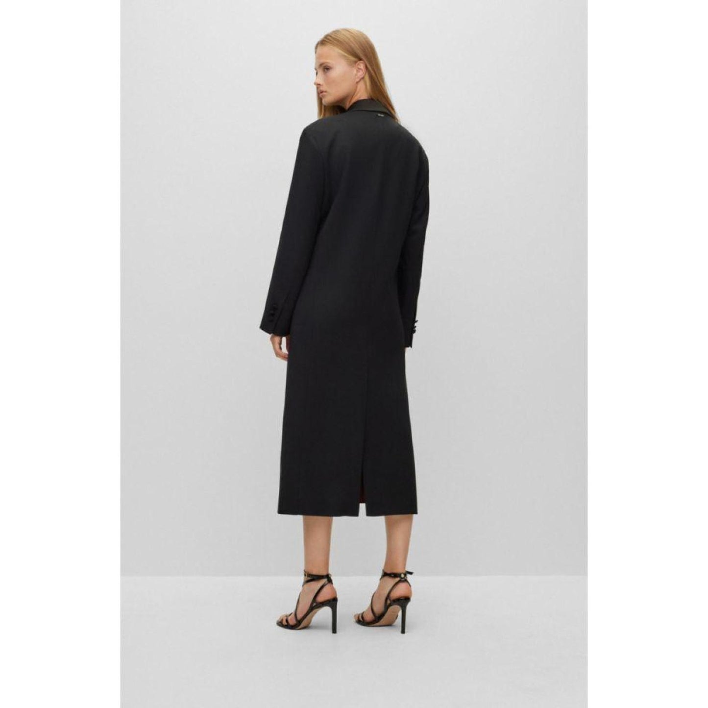 Oversize-fit tuxedo coat in a wool blend