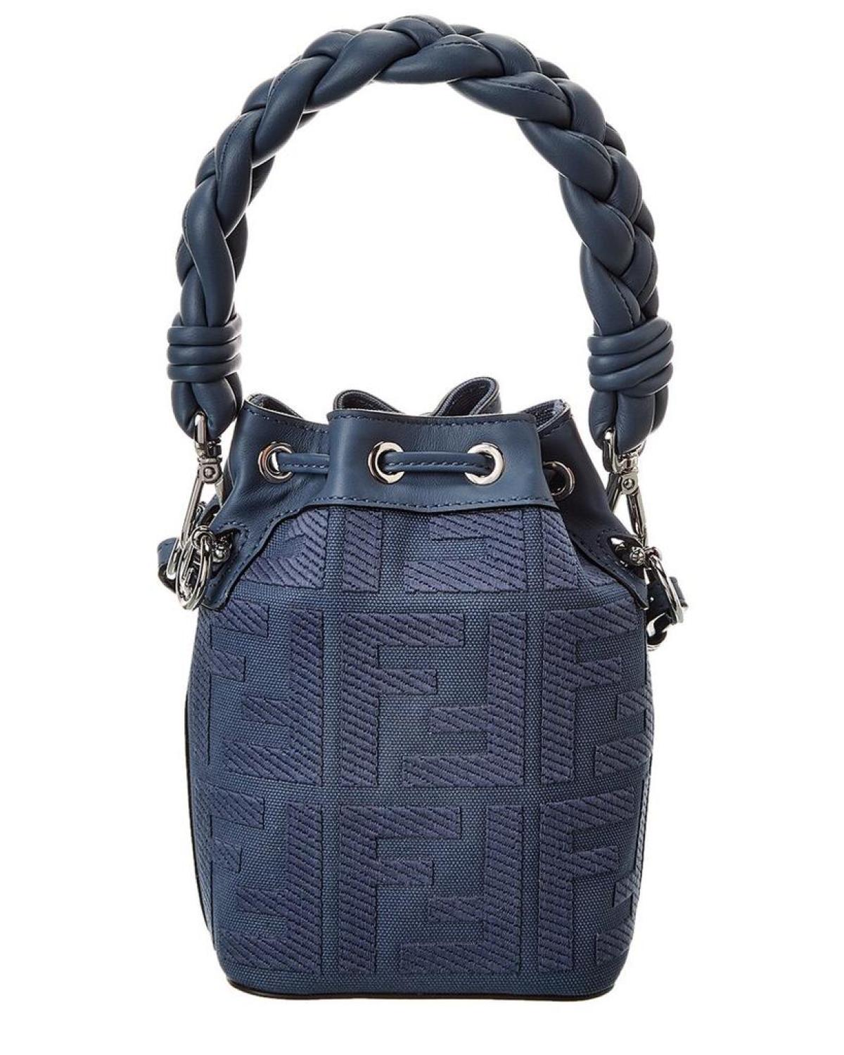 FENDI Mon Tresor Mini FF Canvas & Leather Bucket Bag