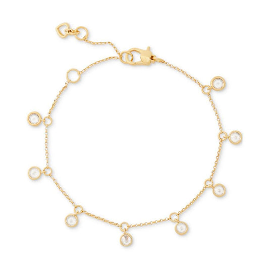 Gold-Tone Cubic Zirconia Charm Link Bracelet