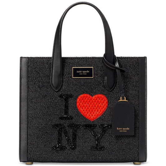 Manhattan I Heart Ny Embellished Chenille Fabric Small Tote