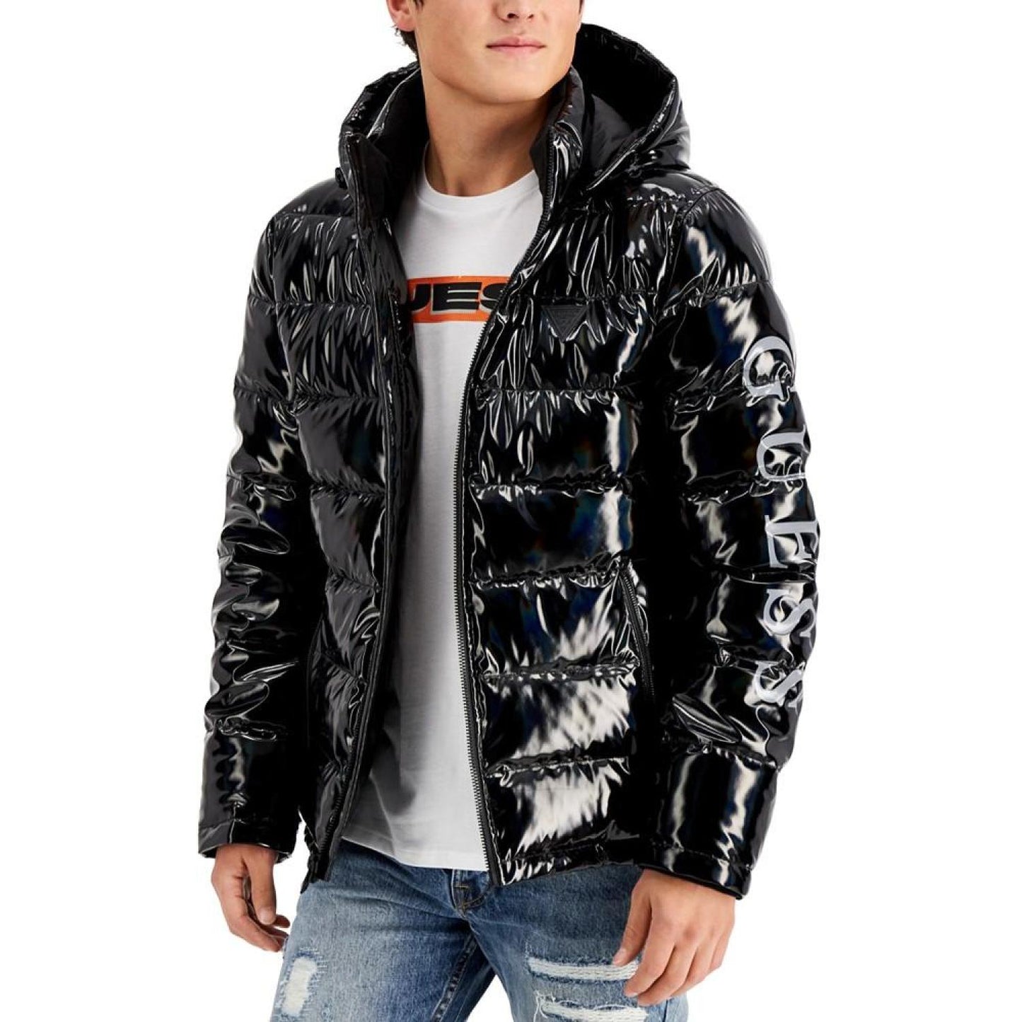 Men's Holographic Hooded Puffer Jacket