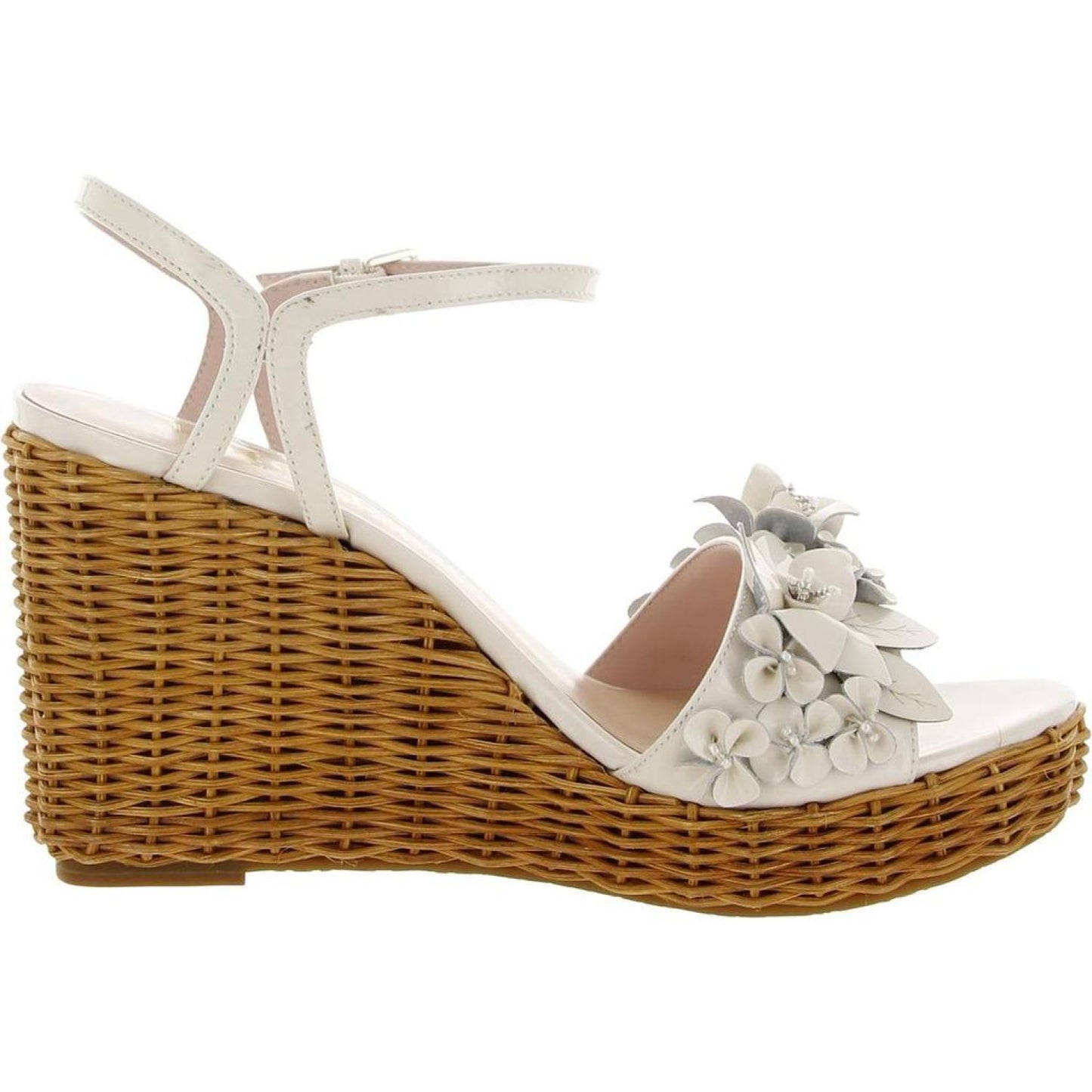 Fiori Wicker Womens Patent Leather Embellished Wedge Sandals