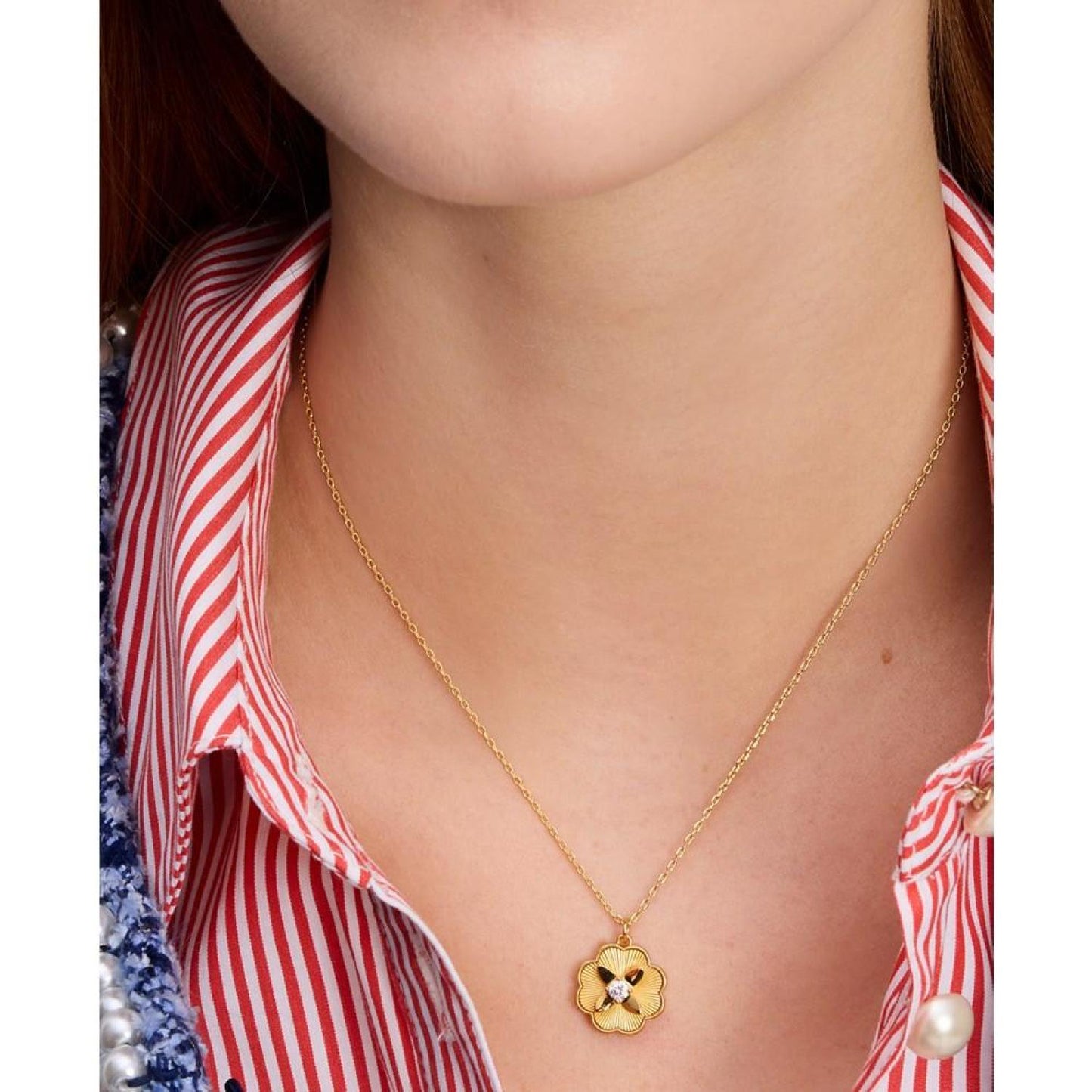 Gold-Tone Heritage Bloom Pendant Necklace, 16" + 3" extender