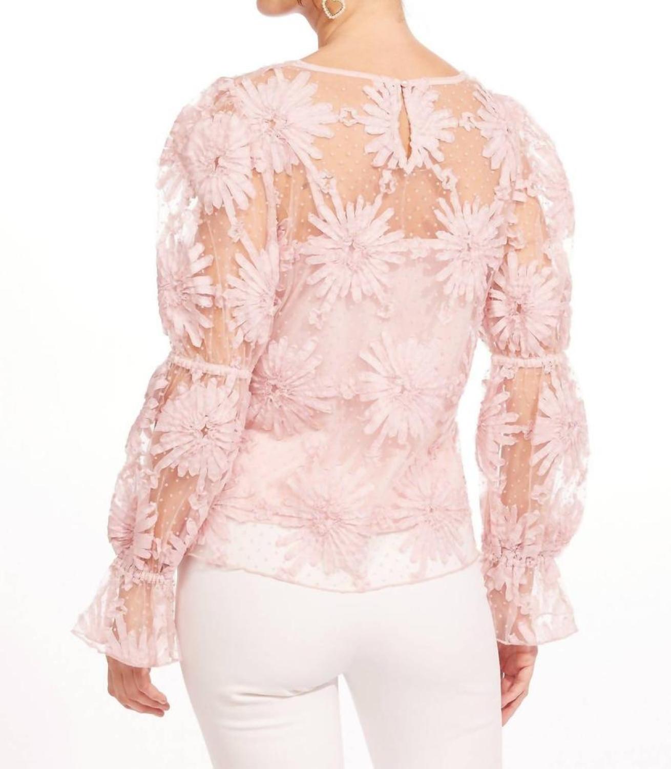 Lace Floral Blouse In Pink