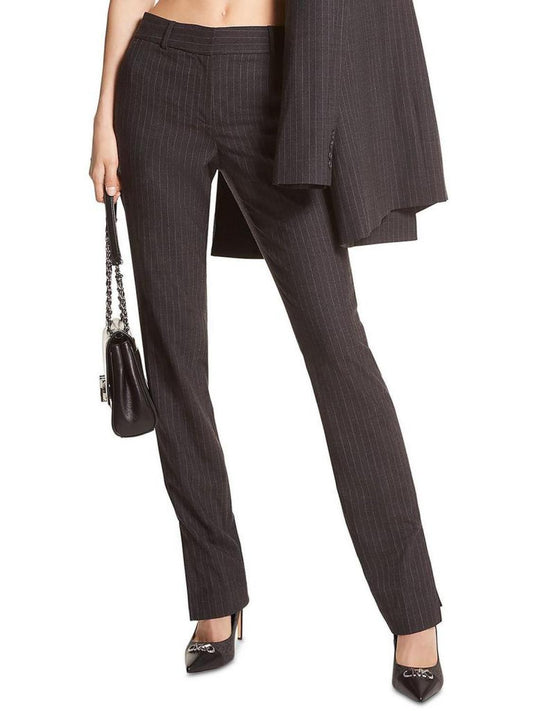 Womens Wool Blend Striped Dress Pants