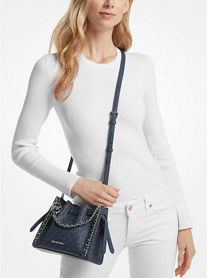 Mina Small Signature Logo Chain Crossbody Bag