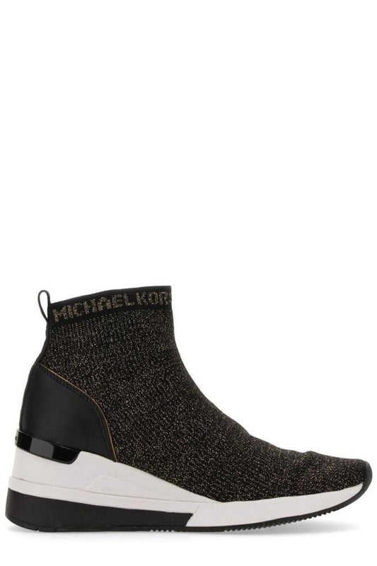 Michael Michael Kors Skyler Metallic Stretch Knit Sock Sneakers