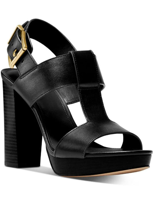 Becker T Strap Womens Leather Peep-Toe T-Strap Heels