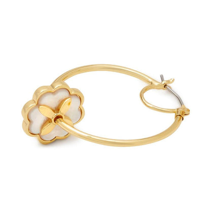 Gold-Tone Heritage Bloom Mother-of-Pearl Hoop Earrings