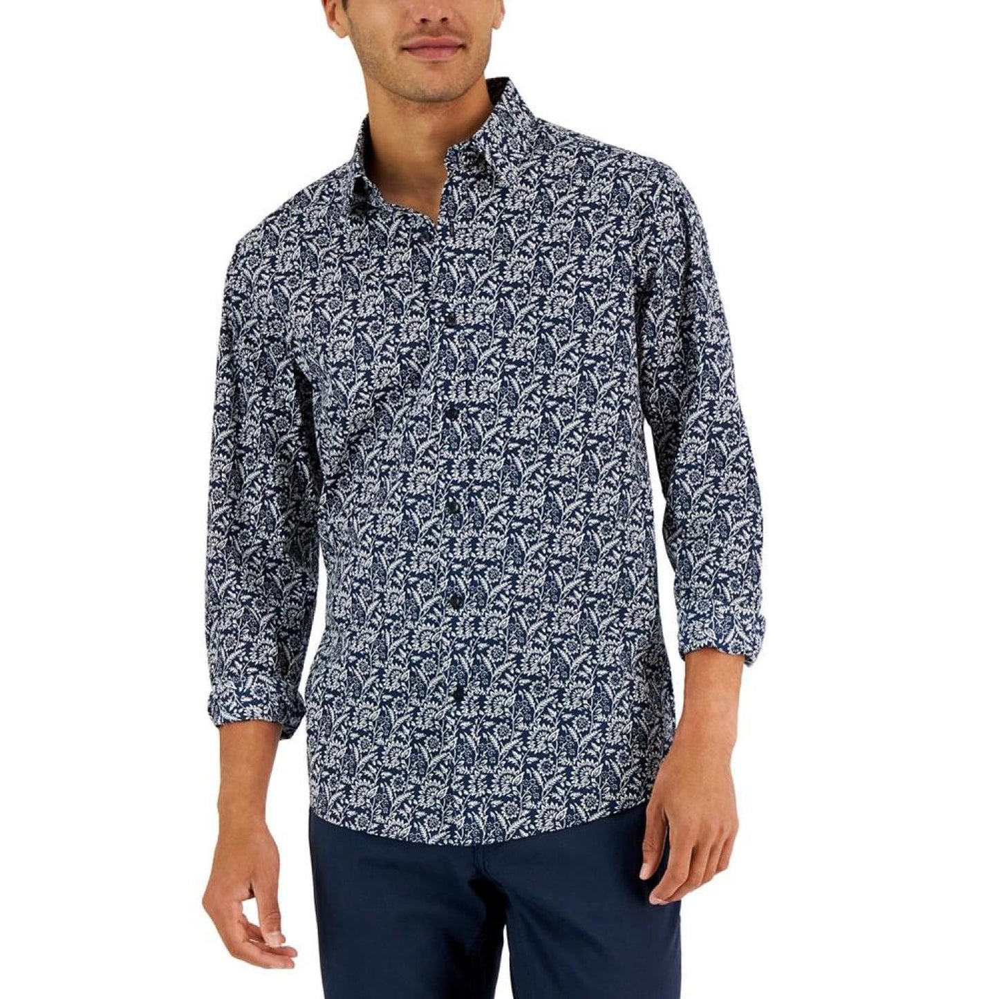 Men's Field Slim-Fit Stretch Floral-Print Button-Down Shirt